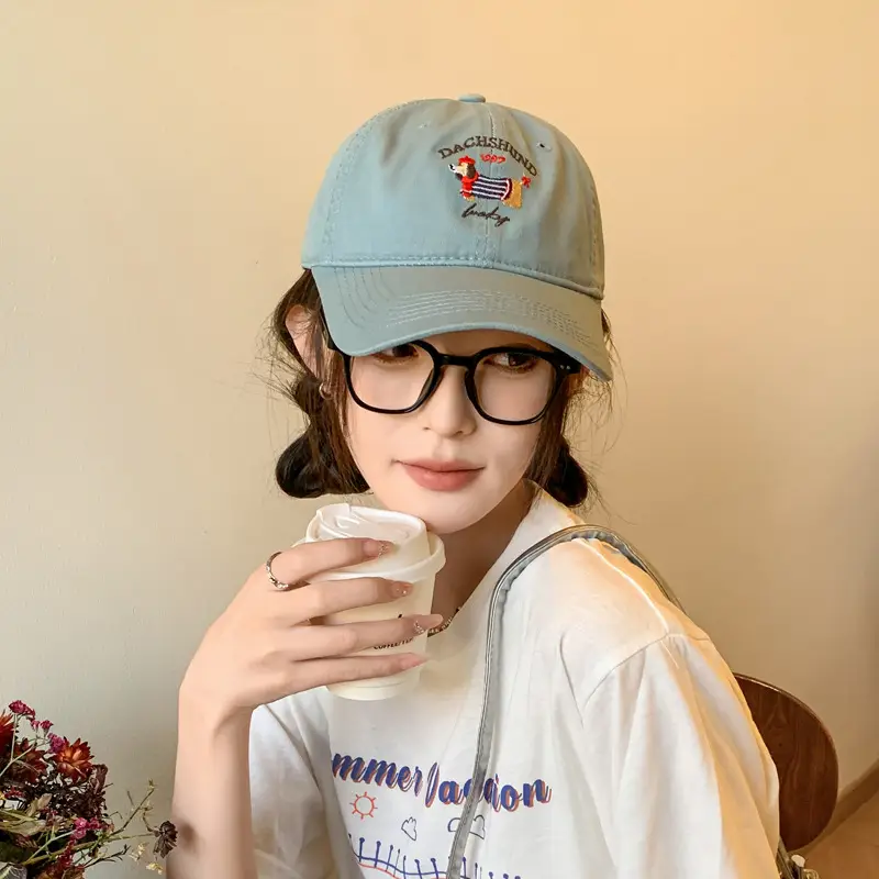 Dachshund Embroidered Baseball Cap Brown Women — feature 5