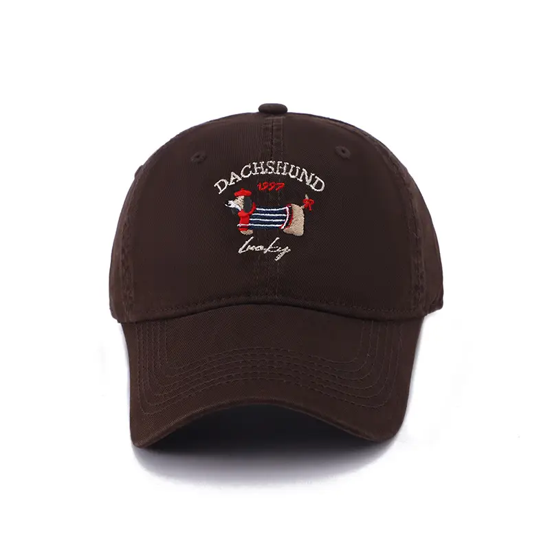 Dachshund Embroidered Baseball Cap Brown Women - Image 8