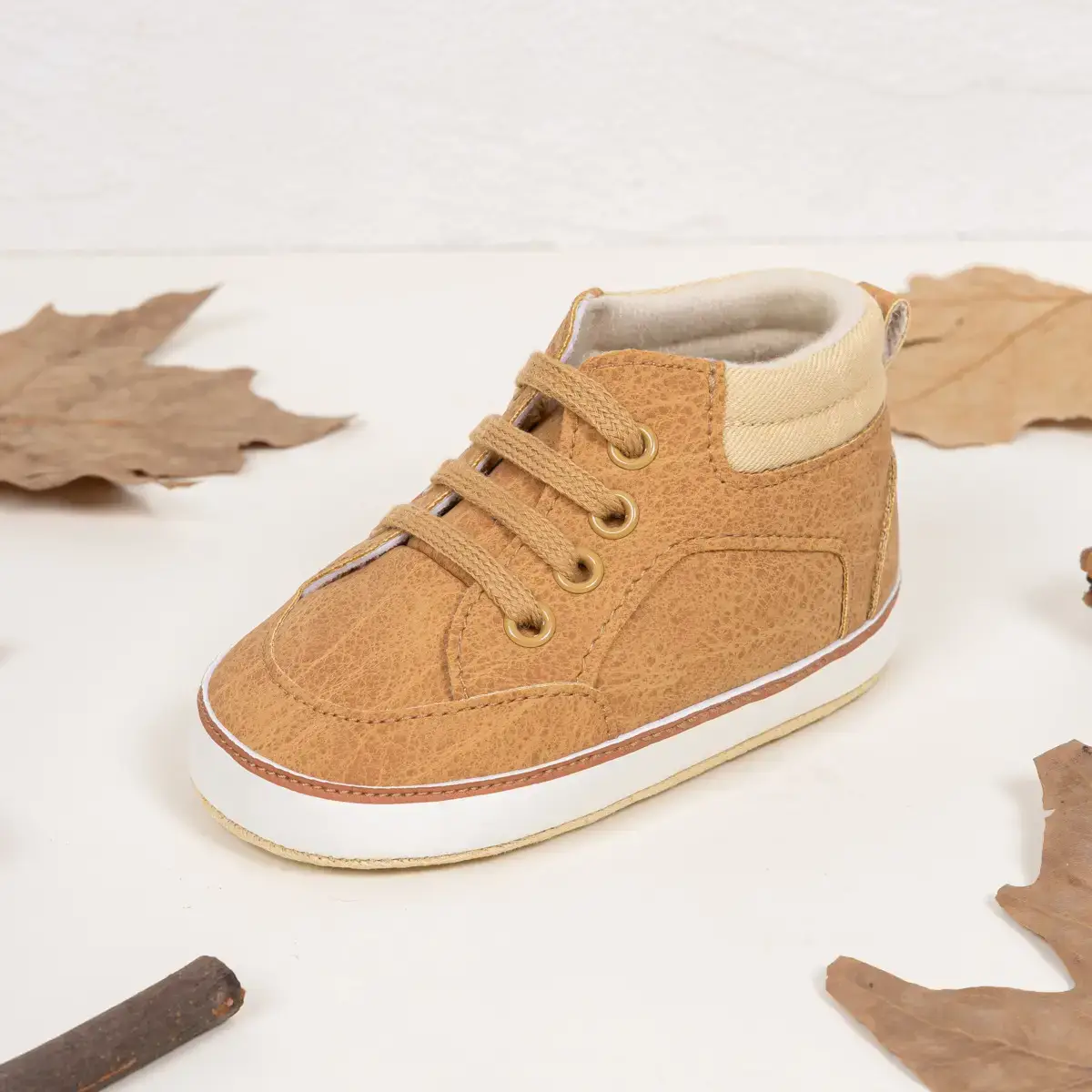 Toddler High Top Shoes Soft Sole Pu Casual Sports 0-1Y