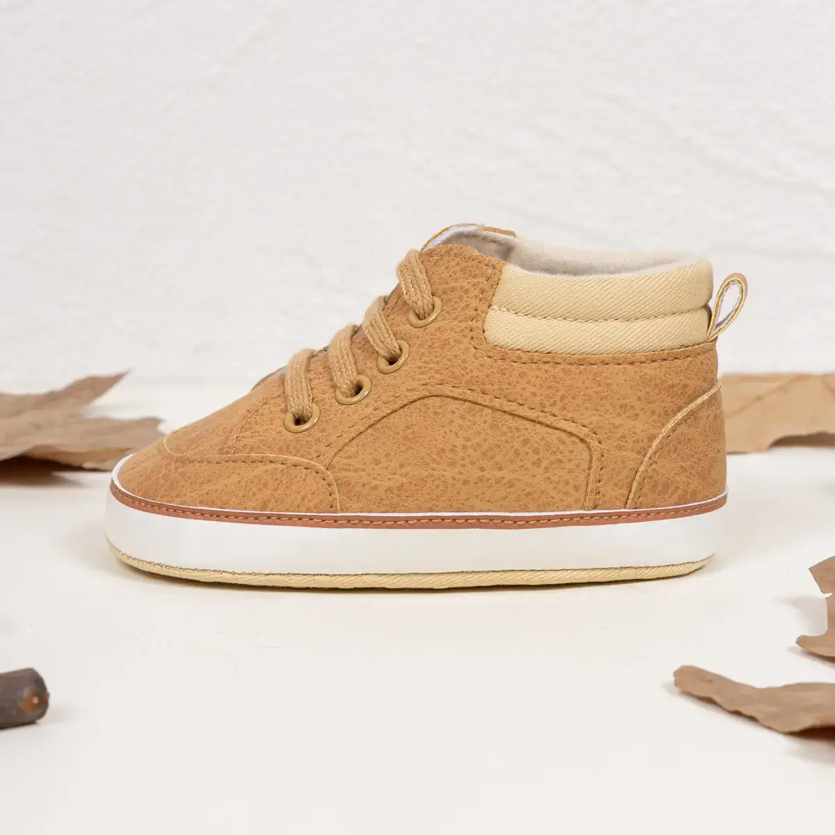 Toddler High Top Shoes Soft Sole Pu Casual Sports 0-1Y