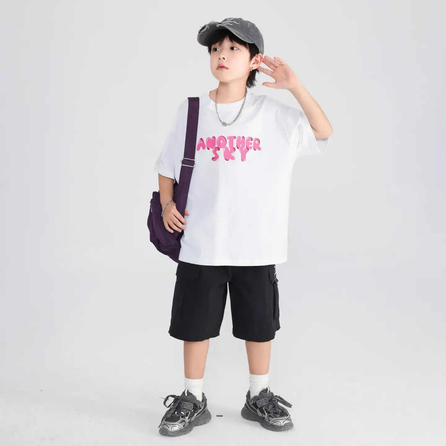 Boys White Cartoon Graffiti T-Shirt 2026 Kids - Image 5