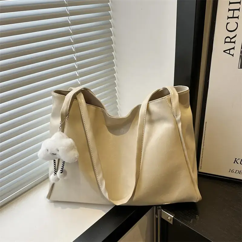 2025 New Retro Large Capacity Solid Color Casual Shoulder Tote Women - Image 11