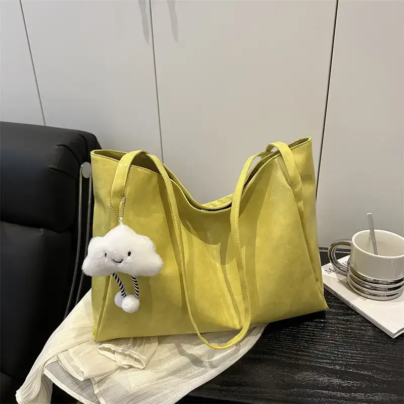 2025 New Retro Large Capacity Solid Color Casual Shoulder Tote Women - Image 12