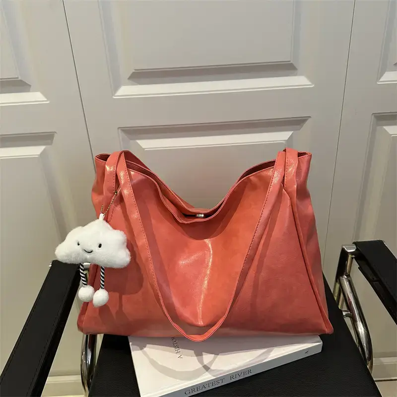 2025 New Retro Large Capacity Solid Color Casual Shoulder Tote Women - Image 13