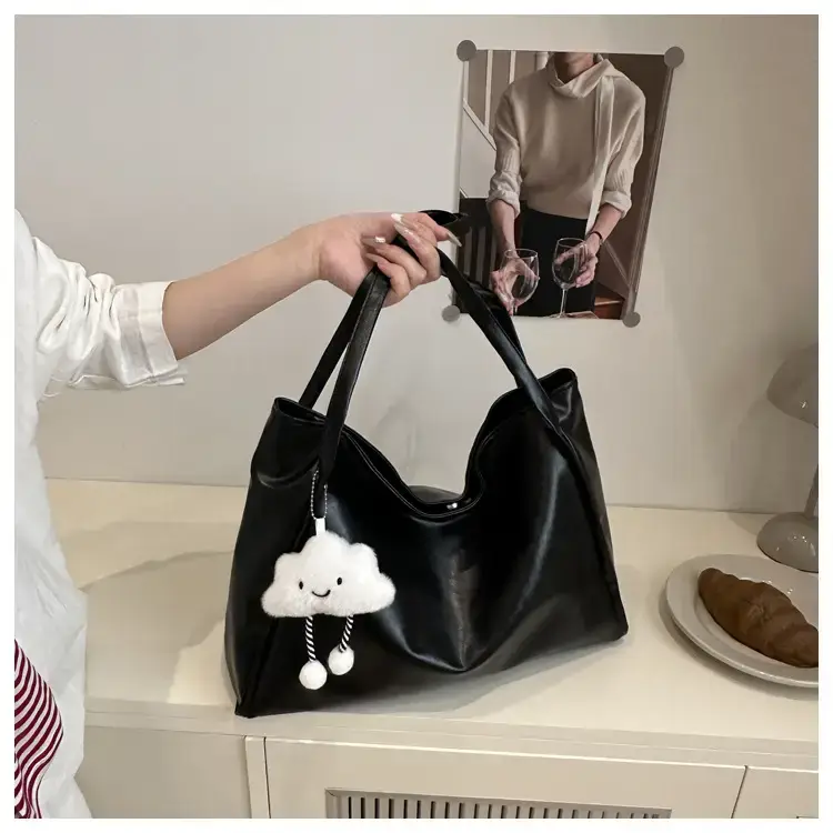 2025 New Retro Large Capacity Solid Color Casual Shoulder Tote Women — feature 10