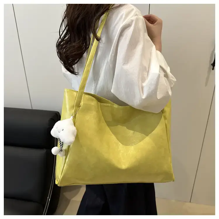 2025 New Retro Large Capacity Solid Color Casual Shoulder Tote Women — feature 12