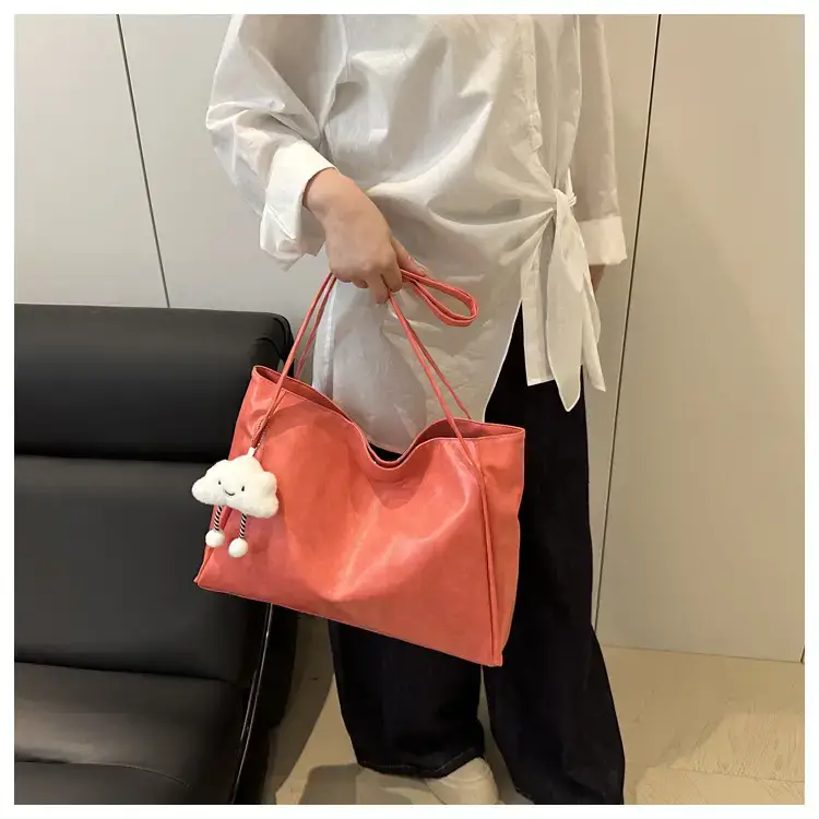 2025 New Retro Large Capacity Solid Color Casual Shoulder Tote Women — feature 14