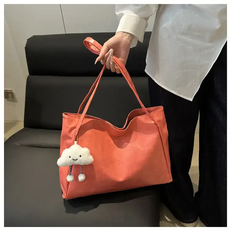 2025 New Retro Large Capacity Solid Color Casual Shoulder Tote Women — feature 15