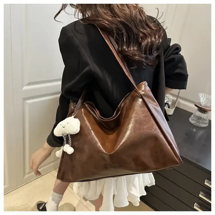 2025 New Retro Large Capacity Solid Color Casual Shoulder Tote Women — feature 17