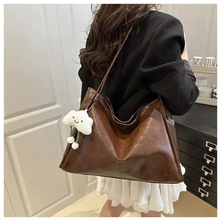 2025 New Retro Large Capacity Solid Color Casual Shoulder Tote Women — feature 18