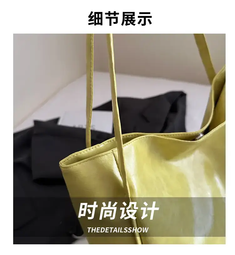 2025 New Retro Large Capacity Solid Color Casual Shoulder Tote Women — feature 2