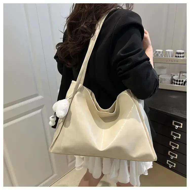 2025 New Retro Large Capacity Solid Color Casual Shoulder Tote Women — feature 21