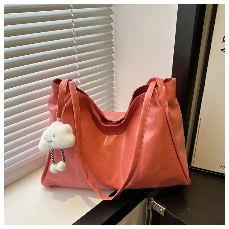 2025 New Retro Large Capacity Solid Color Casual Shoulder Tote Women — feature 24