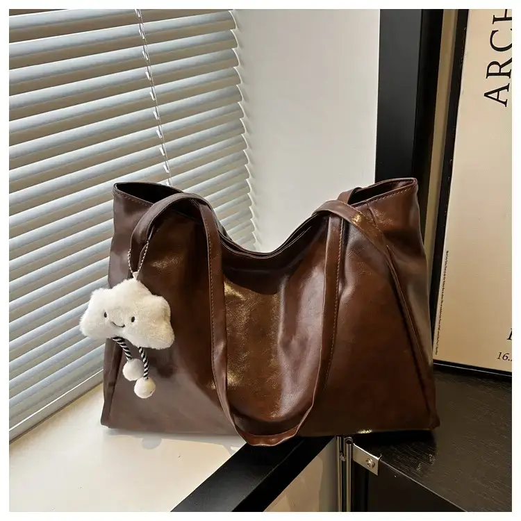 2025 New Retro Large Capacity Solid Color Casual Shoulder Tote Women — feature 26