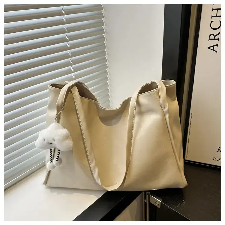 2025 New Retro Large Capacity Solid Color Casual Shoulder Tote Women — feature 27