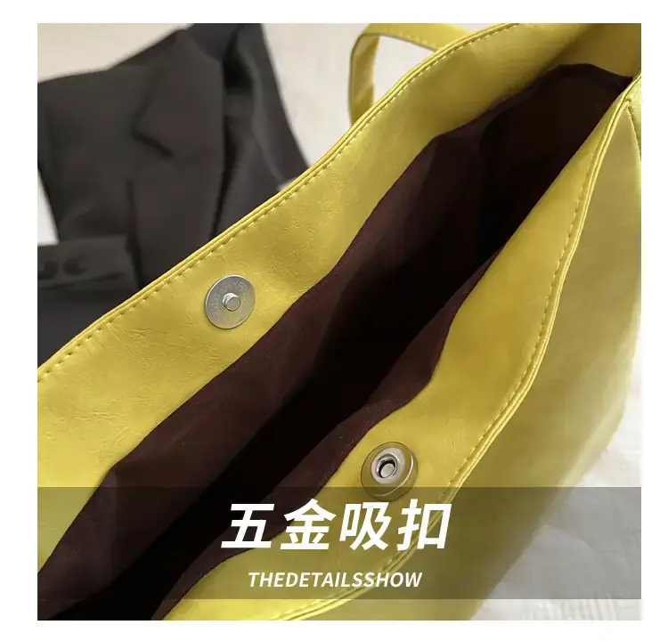 2025 New Retro Large Capacity Solid Color Casual Shoulder Tote Women — feature 4