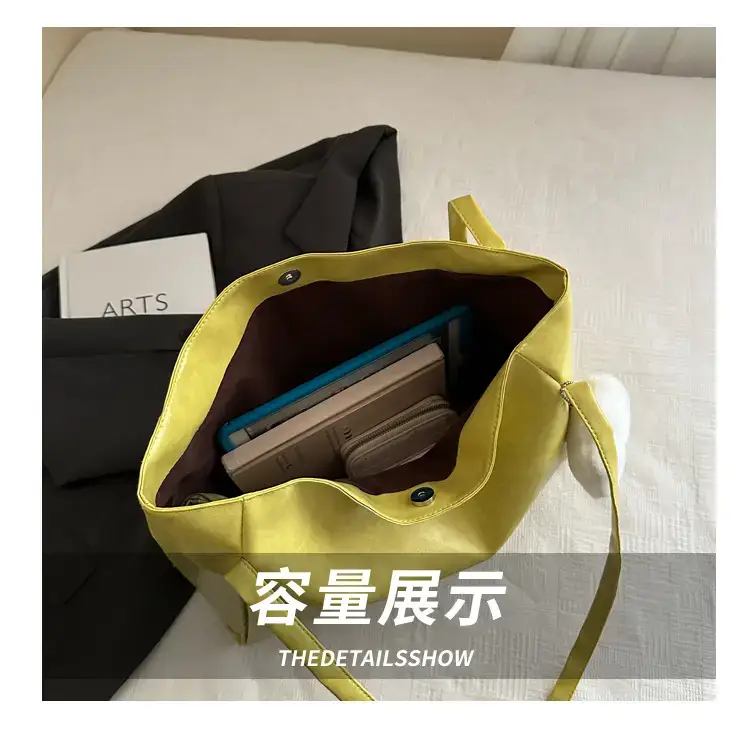 2025 New Retro Large Capacity Solid Color Casual Shoulder Tote Women — feature 6