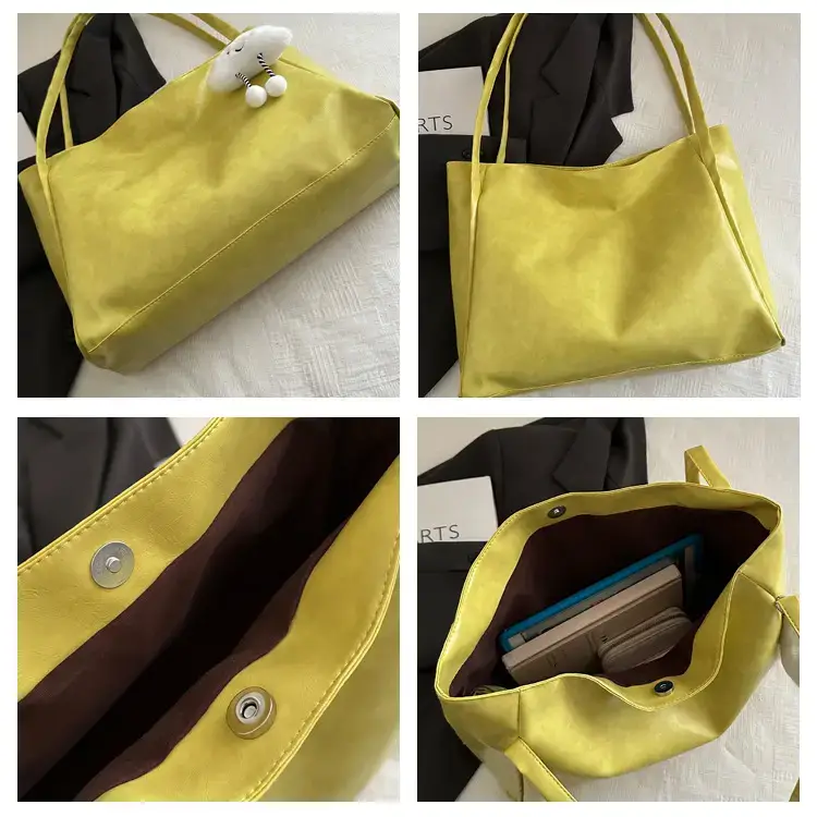 2025 New Retro Large Capacity Solid Color Casual Shoulder Tote Women — feature 7