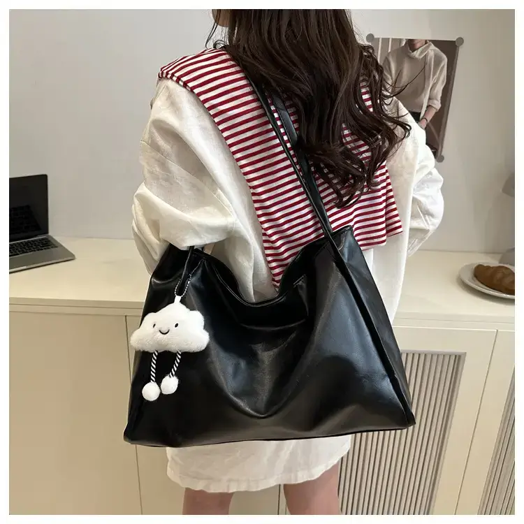 2025 New Retro Large Capacity Solid Color Casual Shoulder Tote Women — feature 8