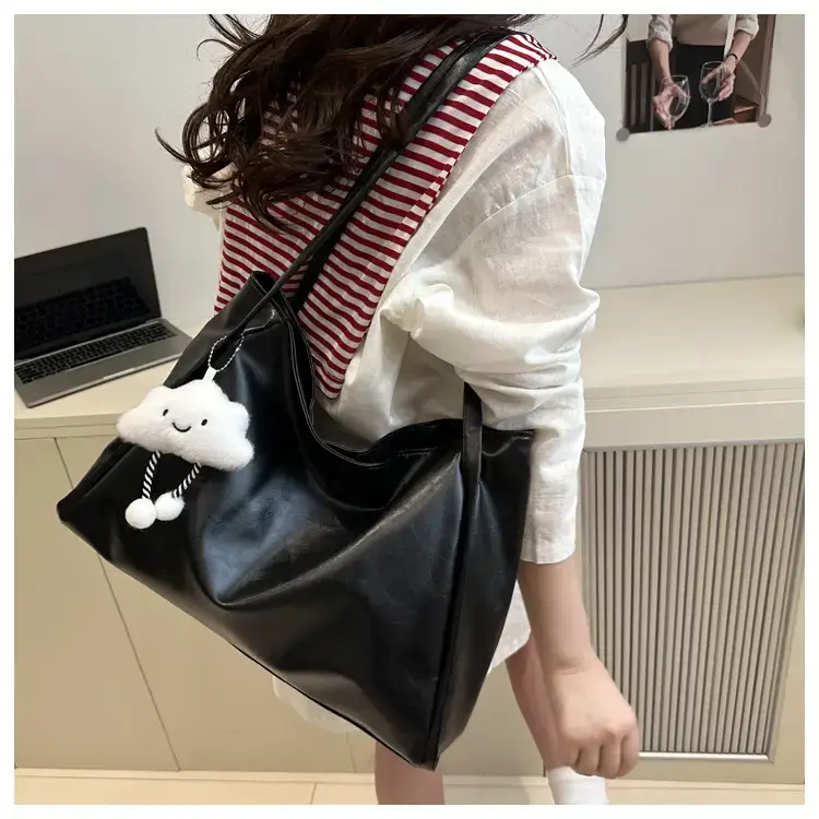 2025 New Retro Large Capacity Solid Color Casual Shoulder Tote Women — feature 9
