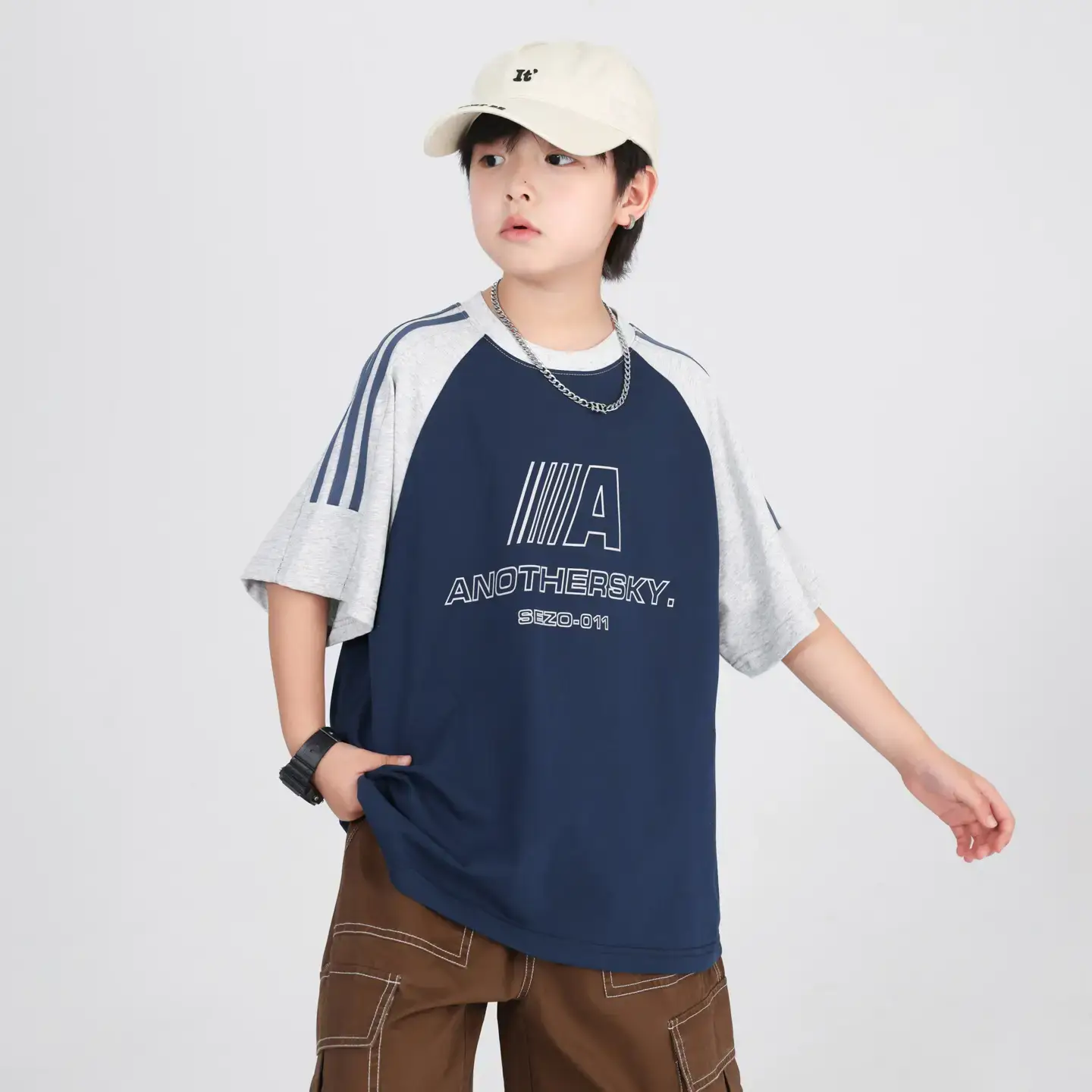 Boys Summer Contrast T-Shirt 2025 Ice Sense - Image 4