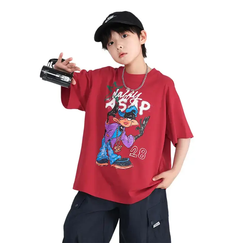 Boys Red Donald Duck Cartoon T-Shirt 2025