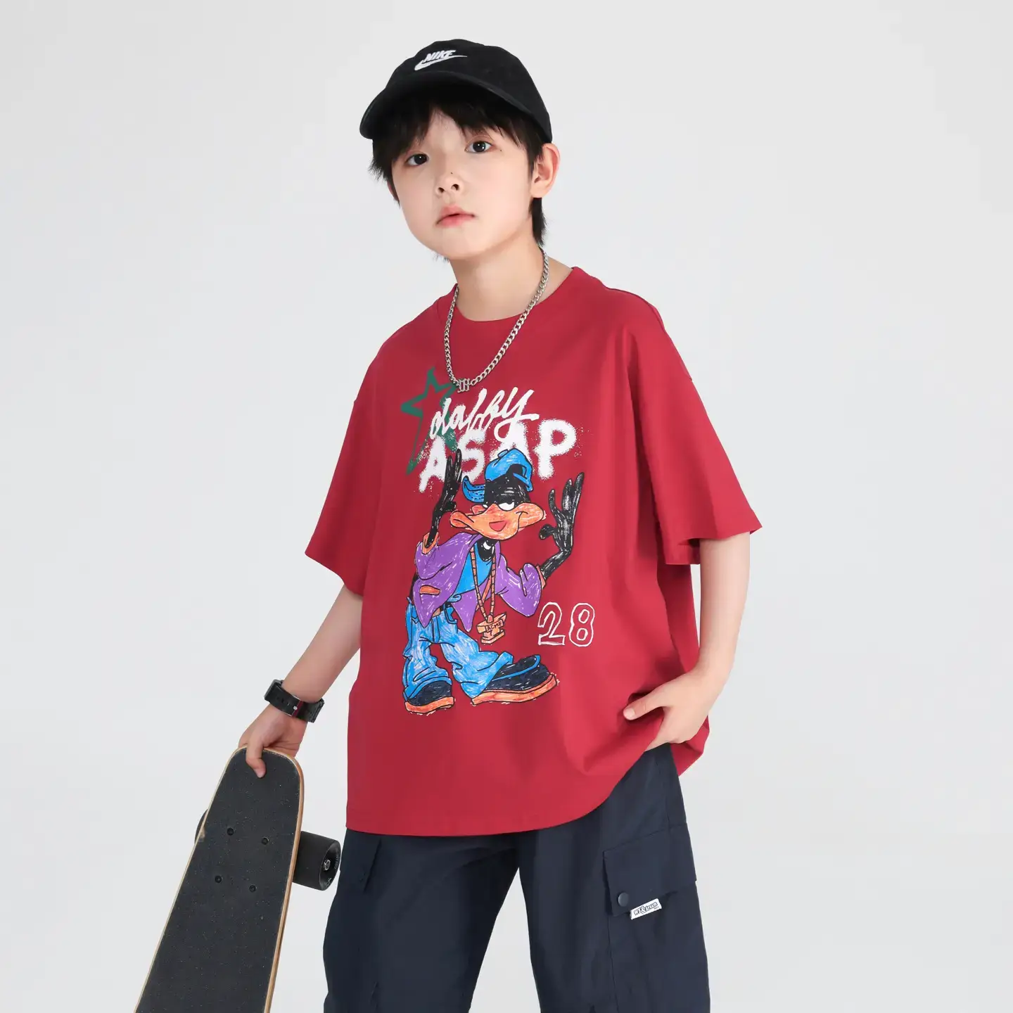 Boys Red Donald Duck Cartoon T-Shirt 2025