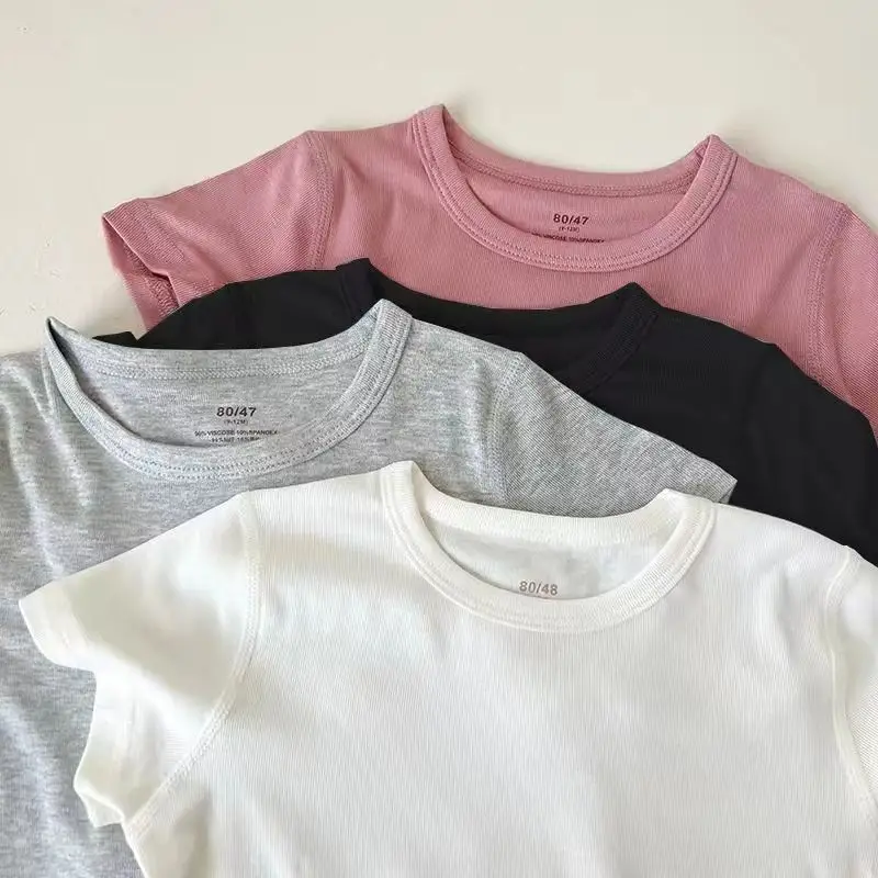 Children's White Black T-Shirt Set Summer Modal Top — feature 1