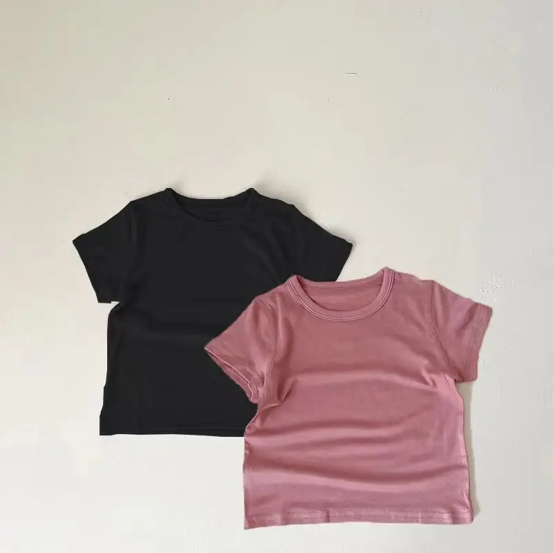 Children's White Black T-Shirt Set Summer Modal Top