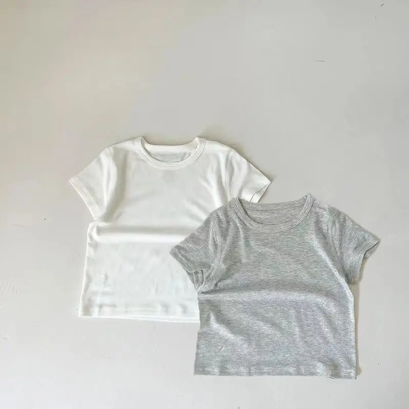 Children's White Black T-Shirt Set Summer Modal Top
