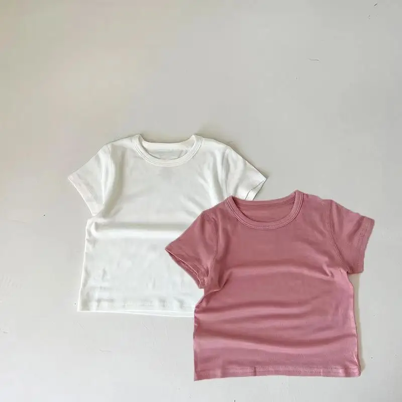 Children's White Black T-Shirt Set Summer Modal Top