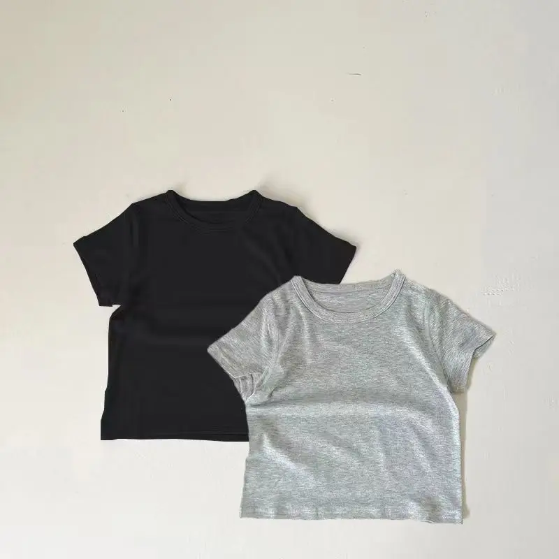 Children's White Black T-Shirt Set Summer Modal Top
