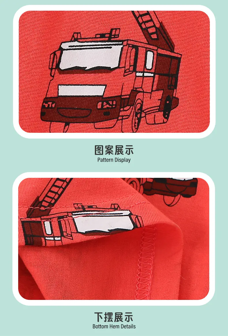 2025 Kids Cartoon Car T-Shirt Red Short Sleeve Cotton — feature 8