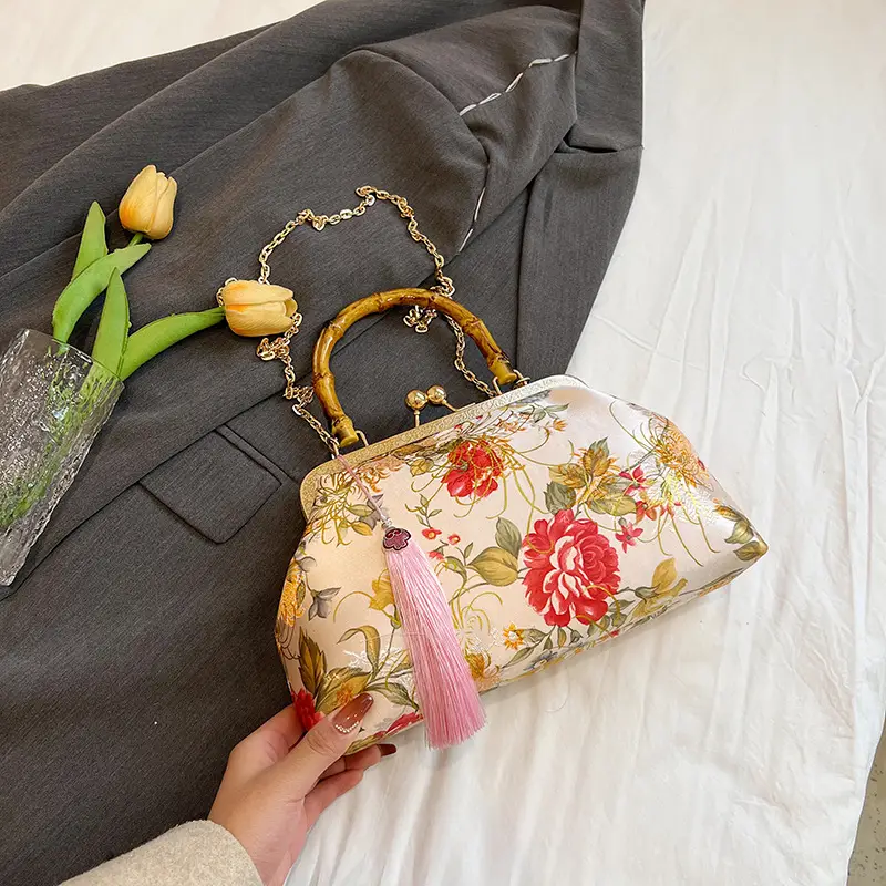 2025 Floral Clip-On Shoulder Bag with Tassel - Image 2