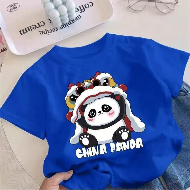 China Panda Cartoon Pink T-Shirt Short Sleeve - Image 19