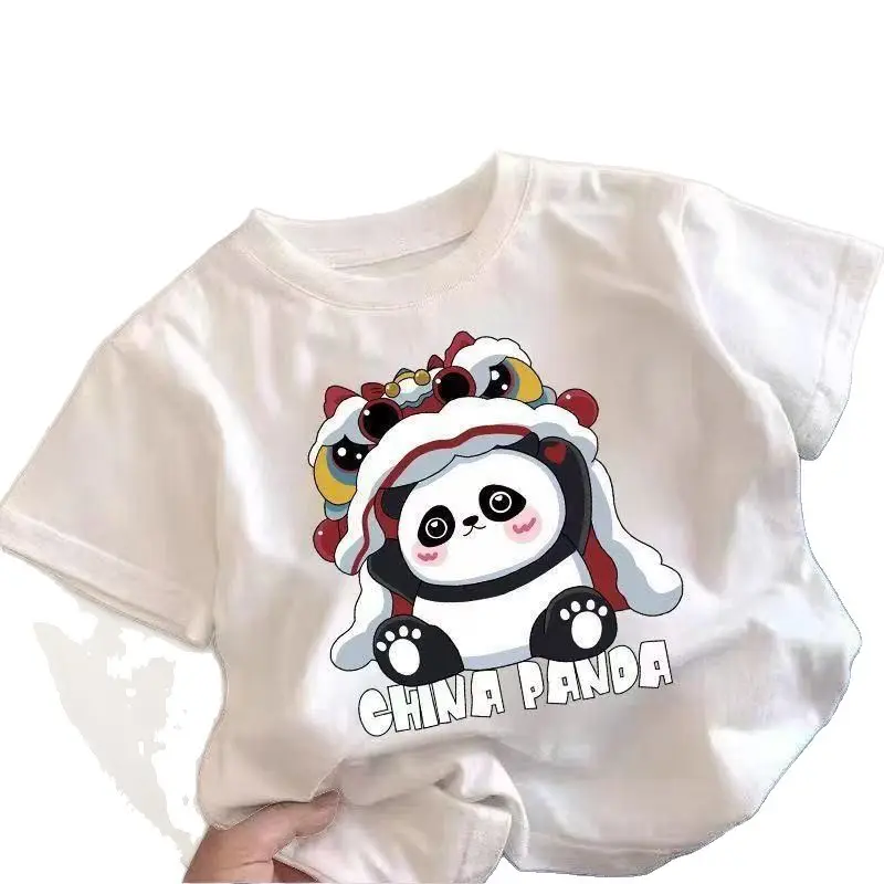 China Panda Cartoon Pink T-Shirt Short Sleeve - Image 23