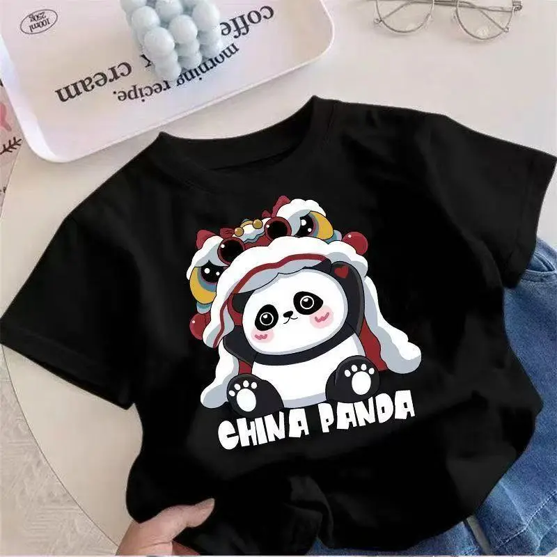 China Panda Cartoon Pink T-Shirt Short Sleeve - Image 10