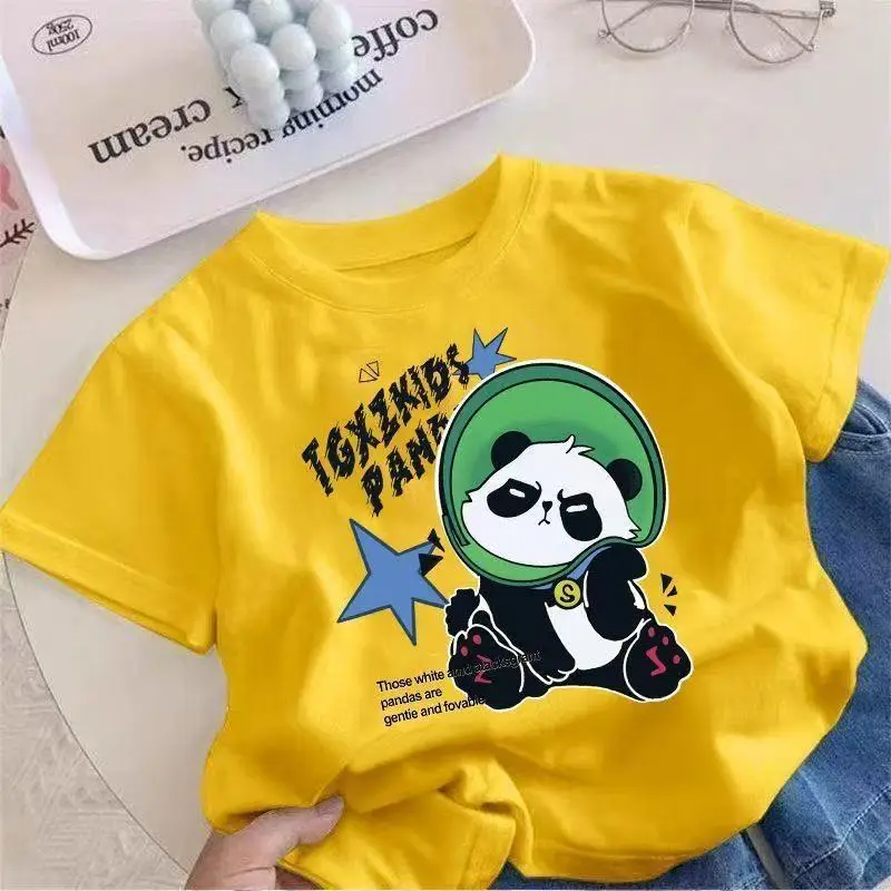 China Panda Cartoon Pink T-Shirt Short Sleeve - Image 13