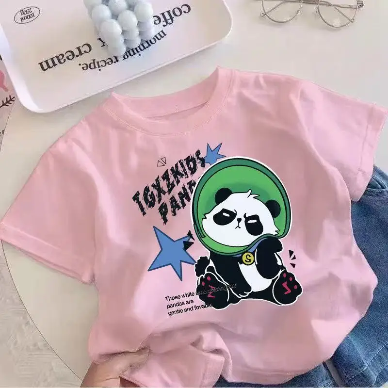 China Panda Cartoon Pink T-Shirt Short Sleeve - Image 15