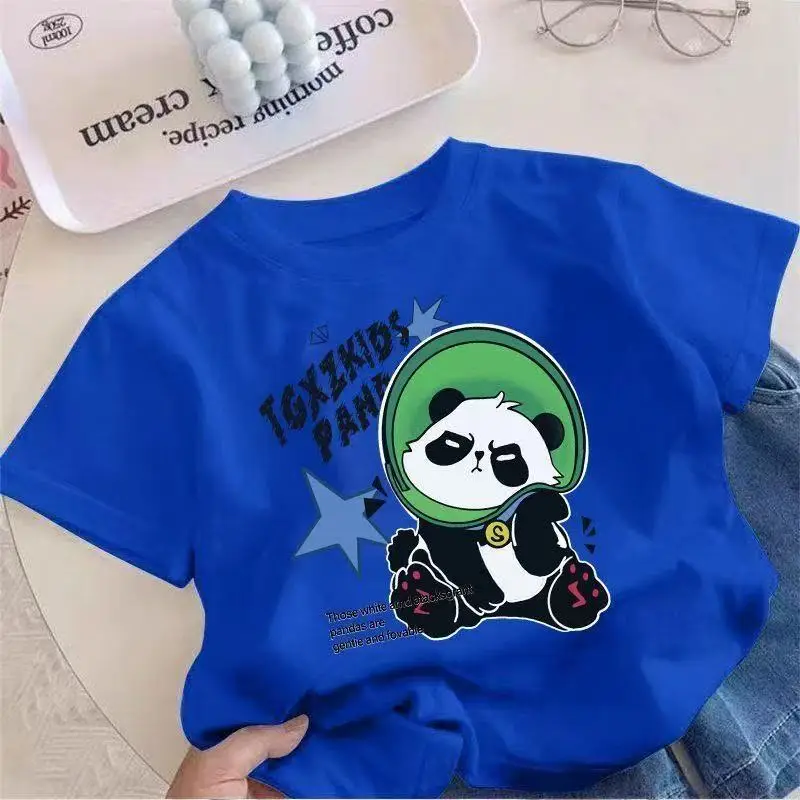 China Panda Cartoon Pink T-Shirt Short Sleeve - Image 2