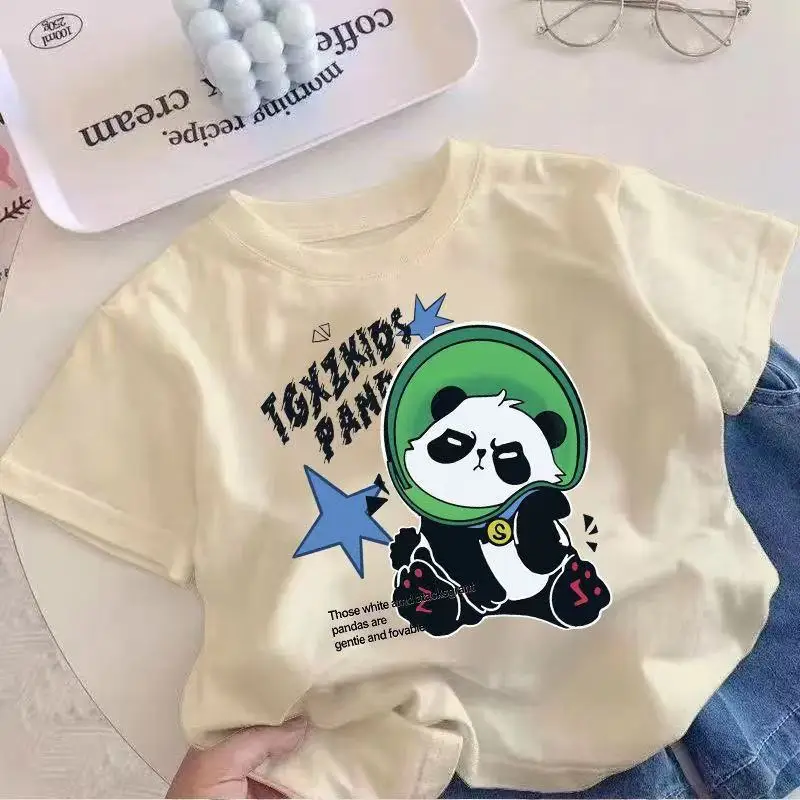 China Panda Cartoon Pink T-Shirt Short Sleeve - Image 6