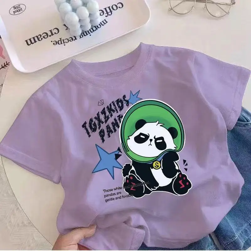 China Panda Cartoon Pink T-Shirt Short Sleeve - Image 7