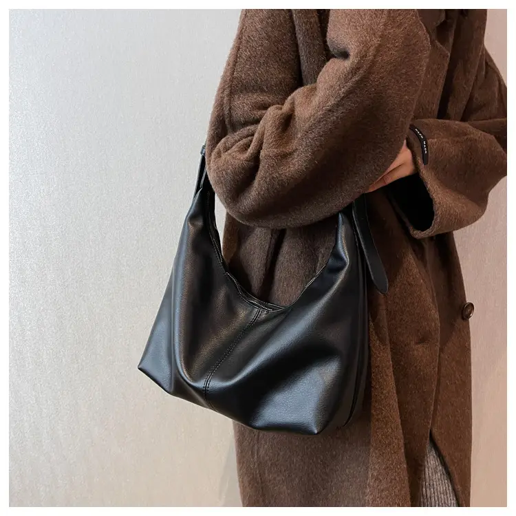 Brown Leather Shoulder Bag with Metal Handle — feature 17