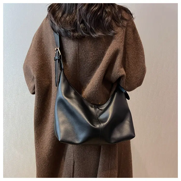 Brown Leather Shoulder Bag with Metal Handle — feature 21