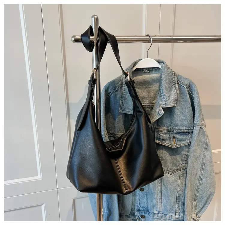 Brown Leather Shoulder Bag with Metal Handle — feature 28