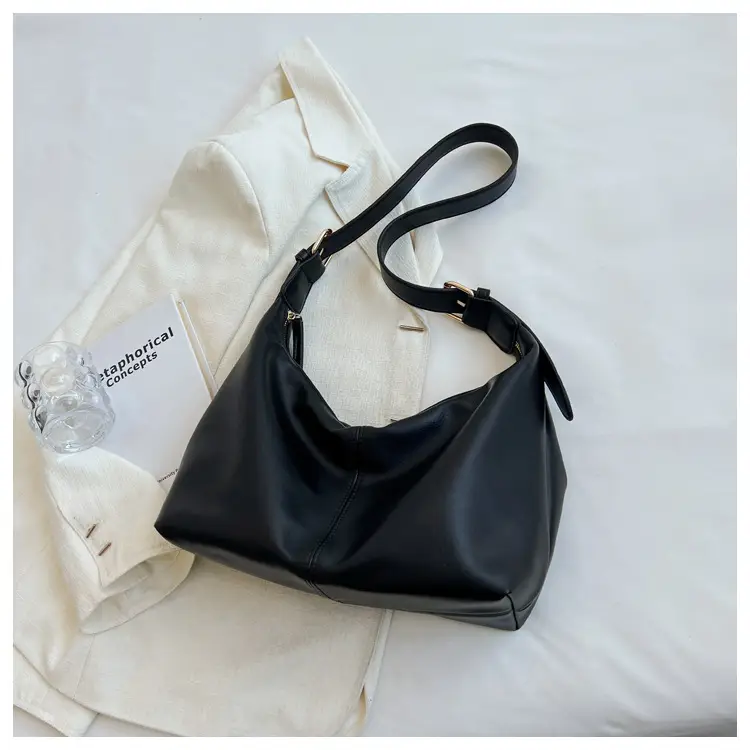 Brown Leather Shoulder Bag with Metal Handle — feature 30