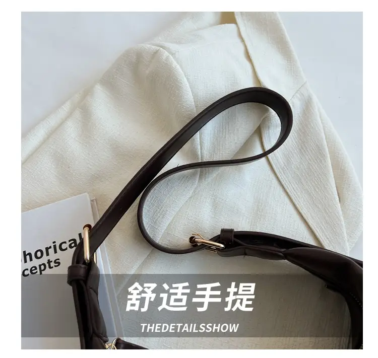 Brown Leather Shoulder Bag with Metal Handle — feature 5