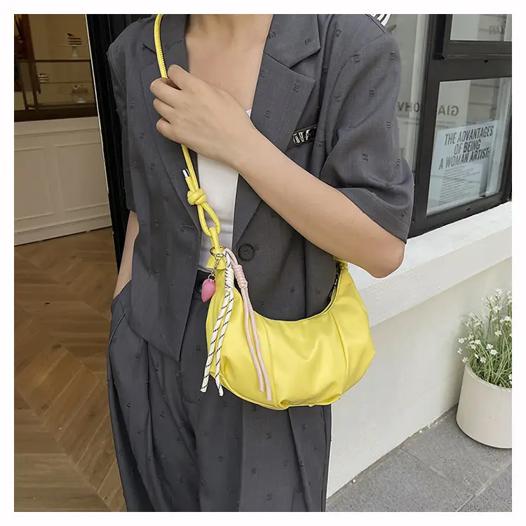 Women's White Crossbody Bag with Pink Embroidery — feature 10