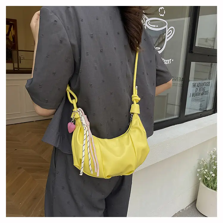 Women's White Crossbody Bag with Pink Embroidery — feature 11