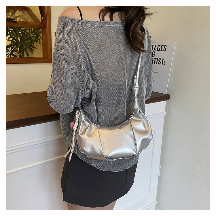 Women's White Crossbody Bag with Pink Embroidery — feature 18